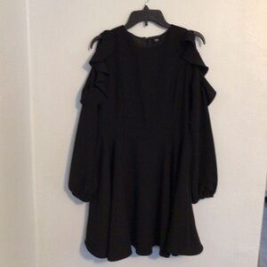 Lucca Couture Woman’s Cold Shoulder Black Midi Dress. Size Medium.